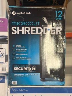 Members Mark 12 Sheet MicroCut Paper Shredder Brand New In Box