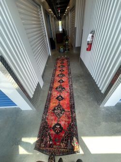 Long Beautiful Red and Orange Rug
