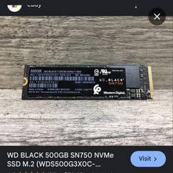 WD BLACK 500GB SN750 NVMe SSD 