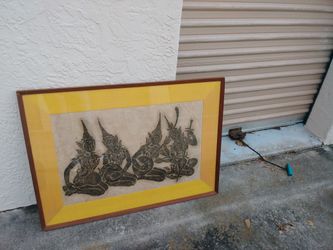 Unique,antique ink canvas art with solid wood frame