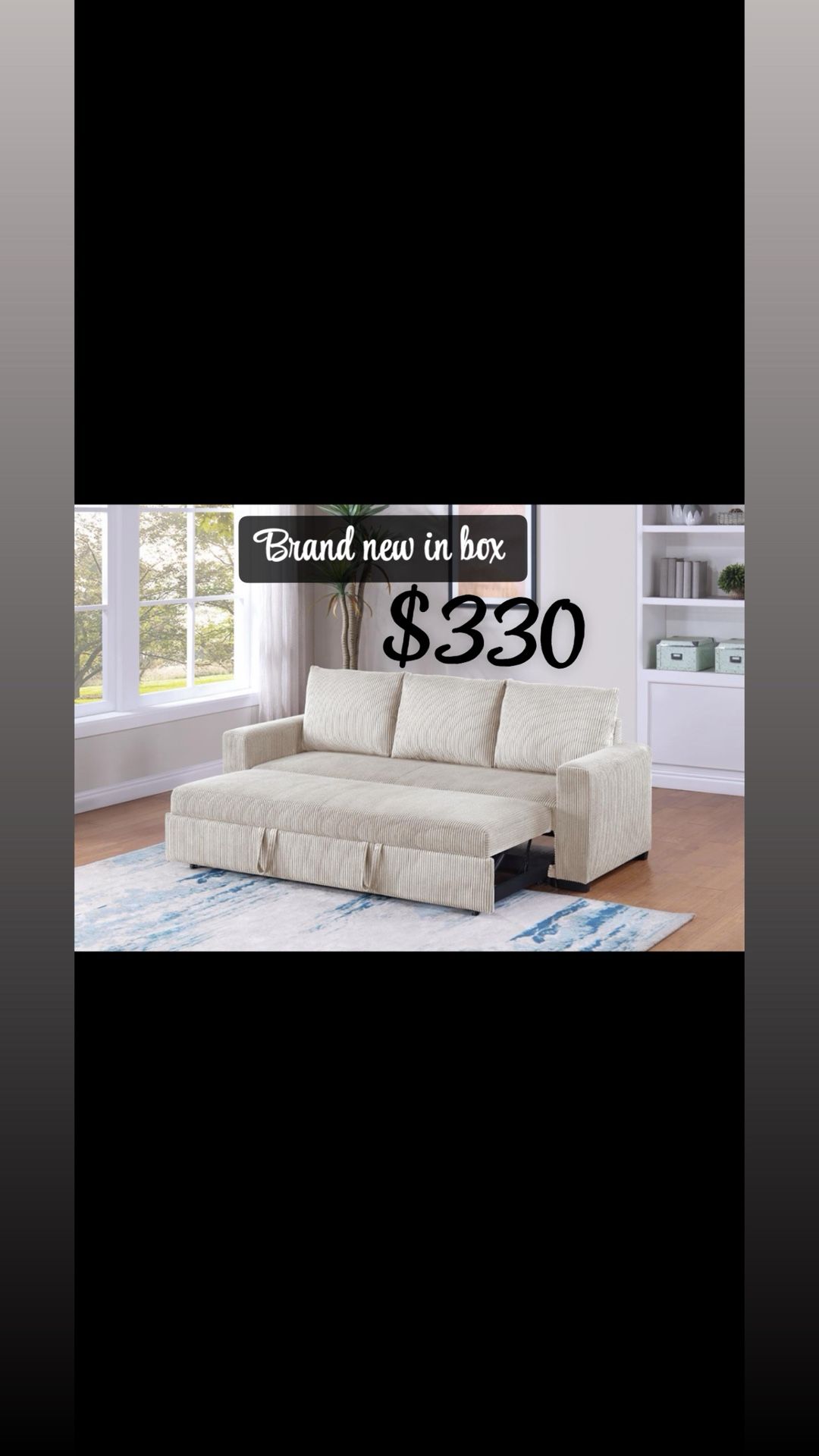 Pullout Sectional / Colors : Ivory And Grey Available 