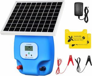 Solar Electric Fence Charger, 1.5 Joules Energizer with LCD Display, 8000 mAh Lithium Battery & 10W Solar Panel - Ideal for Livestock, Pet, Poultry, G