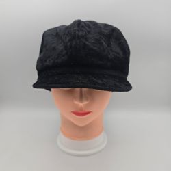 Unbranded Black VelvetPolyesterLinedNewsboy CapHat Size S-M.   10