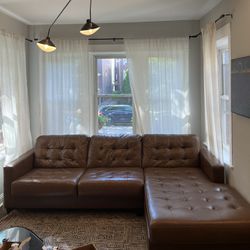Brown Leather Sectional Sofa Couch