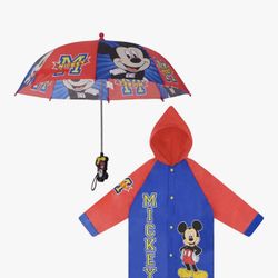 Mickey Mouse Raincoat & Umbrella For Toddler 