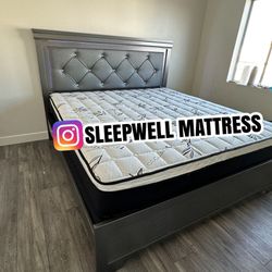New King Bed Frame With Mattress 