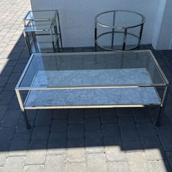 Coffee Table And Three Accent Tables Glass. 