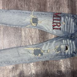 Amiri Jeans Plaid Logo