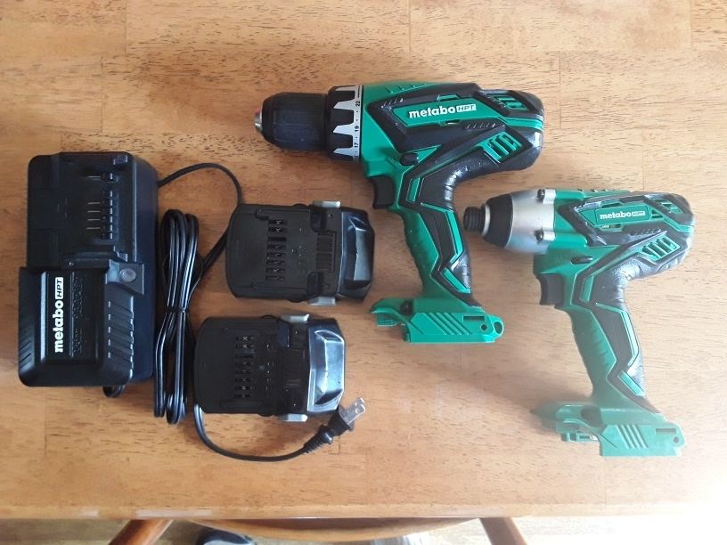 Full Price Only Hitachi Metabo Drill And Impact Driver Kit With Batteries And Charger