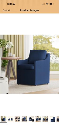 Blue office or dining chair on caster