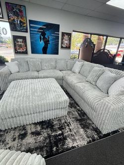 Plush corduroy 2 Piece Stupendous Sectional w/Cozy seating & Feather blend cushions