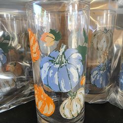 Set Of 6 Pumpkin Glass Cups