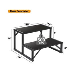 Hot Tub Step 500LBS Capacity Spa Side Step 2-Step Stairs Edge Spa Step 24” Outdoor RV Step Ladder Support Step Stool Pool Ladder Heavy Duty Steel Peda
