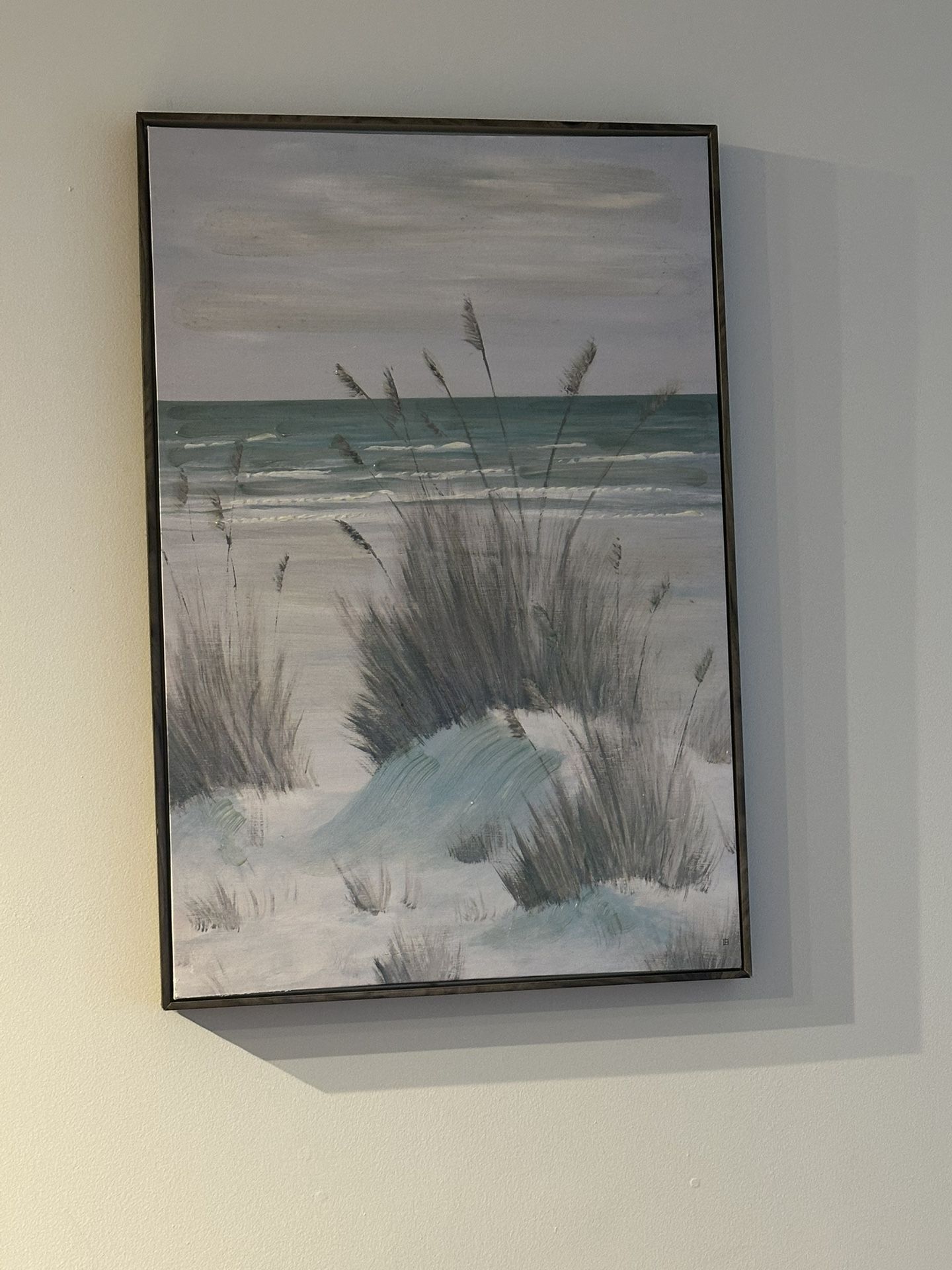 Coastal Beach Scene Wall Art – 37"x25" – Framed Canvas