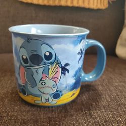 Beautiful Blue Disney Lilo And Stitch Ceramic Large Coffee Mug/cup. 