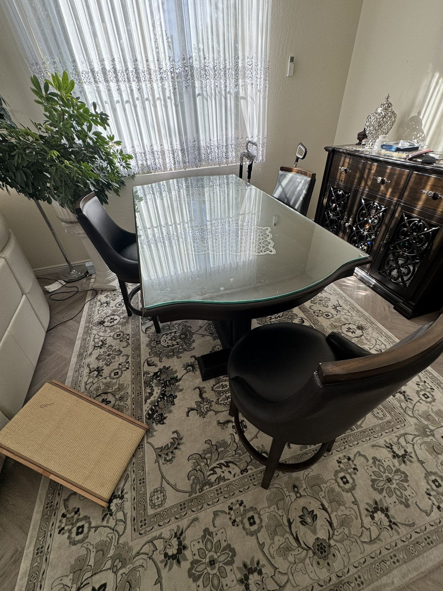 Dining Table With Glass On Top With 6 Chair