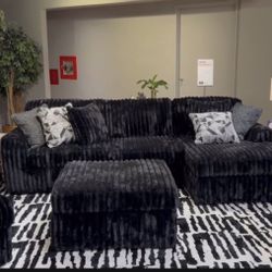 Brand New Ashley’s Midnight Madness Corduroy Sectional 