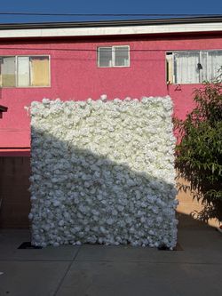 White Artificial Flower Wall Backdrop Panel