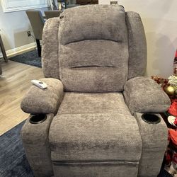 2 chairs, grey, reclining
