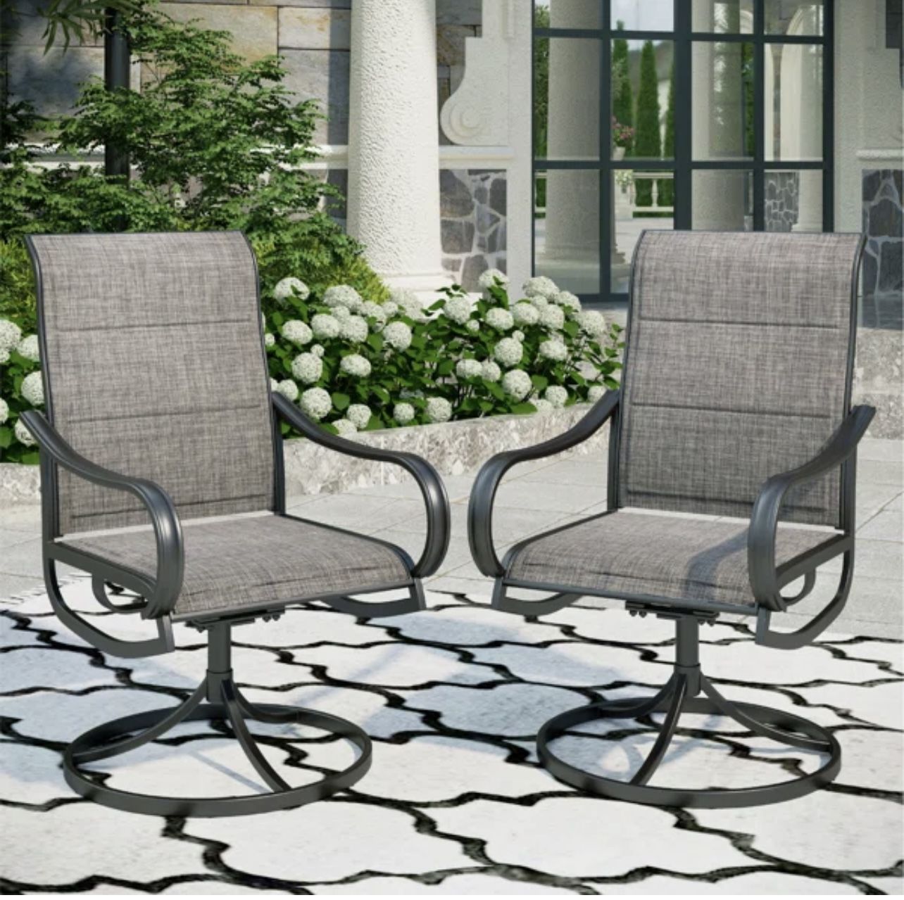 Set of 2 Outdoor Swivel Chairs -assembled