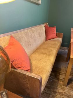 Reupholstered Gold Church Pew