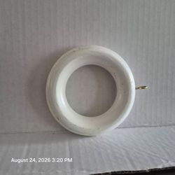 Lot of 36 Vintage White Wooden Curtain Rings Drapery Rings with Brass Eyelets