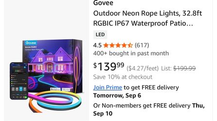 Govee outdoor neon rope light 32.8ft