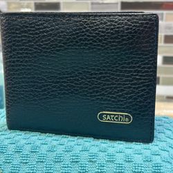 NEW! Luxe Men’s bifold wallet in black leather by luxe brand Satchi.