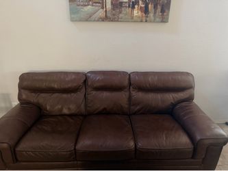 Brown leather couch, odomen, leather recliner