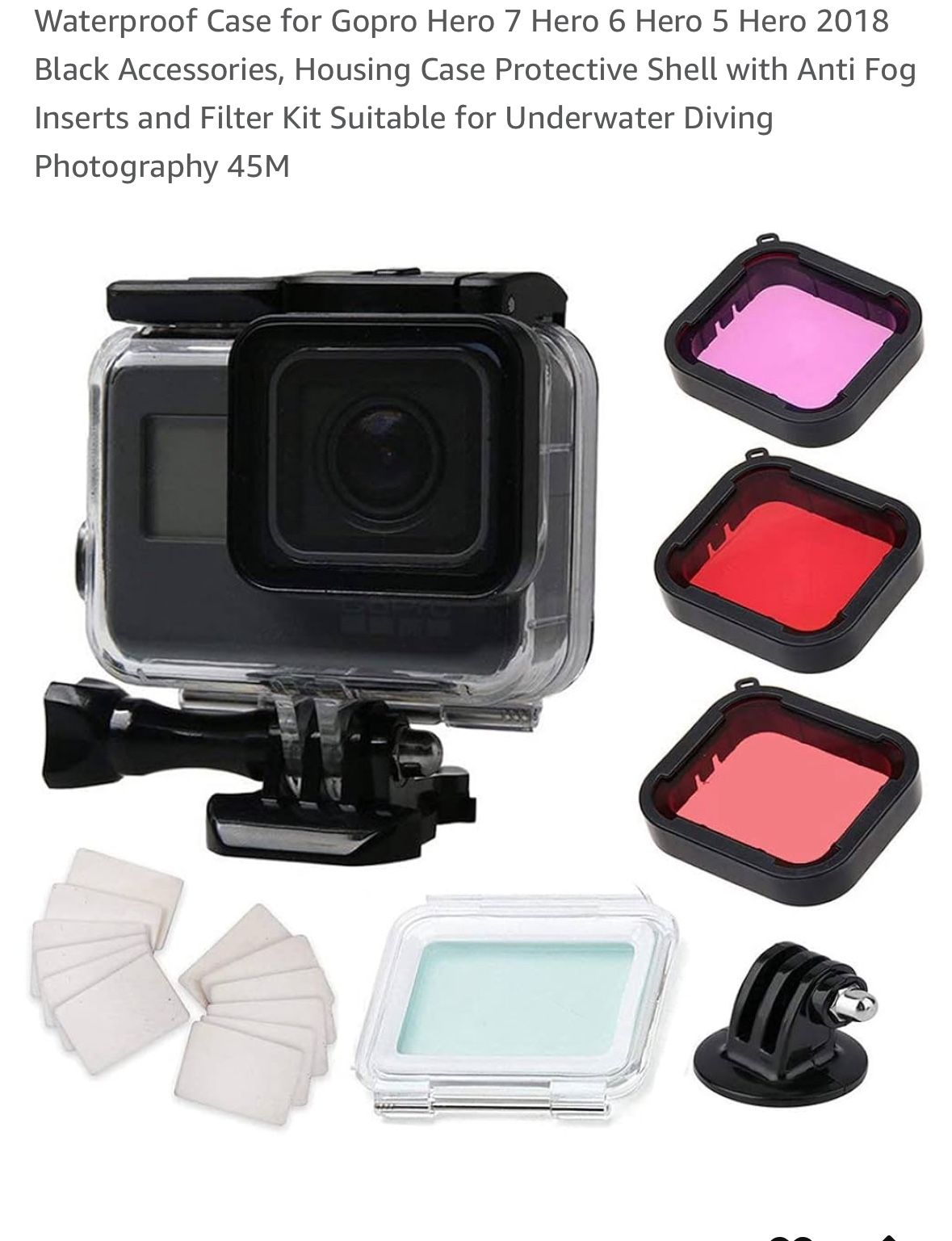 FREE Waterproof Case for Gopro Hero 7 Hero 6 Hero 5 Hero 2018 Black Accessories, Housing Case Protective Shell
