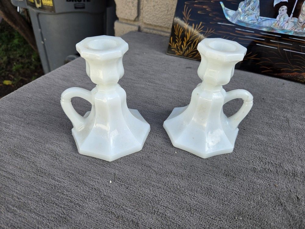 Milk Glass Candlestick Holders