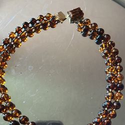 Necklace Faux Amber Beads Vintage 77 Beads Length 21”