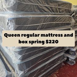 Queen Regular Mattress And Box Spring 