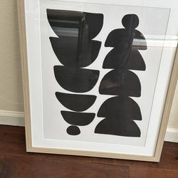 Modern Abstract Framed Wall Art – Neutral Minimalist Design