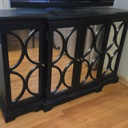 Black And Mirror Credenza And Wall Mirror 