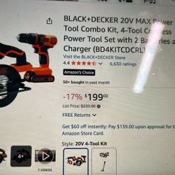 Black+Decker  20V Max Power Tool Combo Kit, 