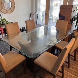 6 Chair Glass Dining Table Set