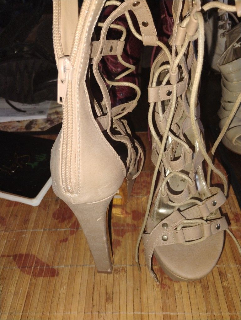 Gladiator Heels Lace Up Size 8