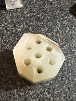 7 Hole Vintage Marble Onyx pen/pencil Holder 