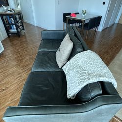 West Elm-Hamilton Black Leather Sofa 