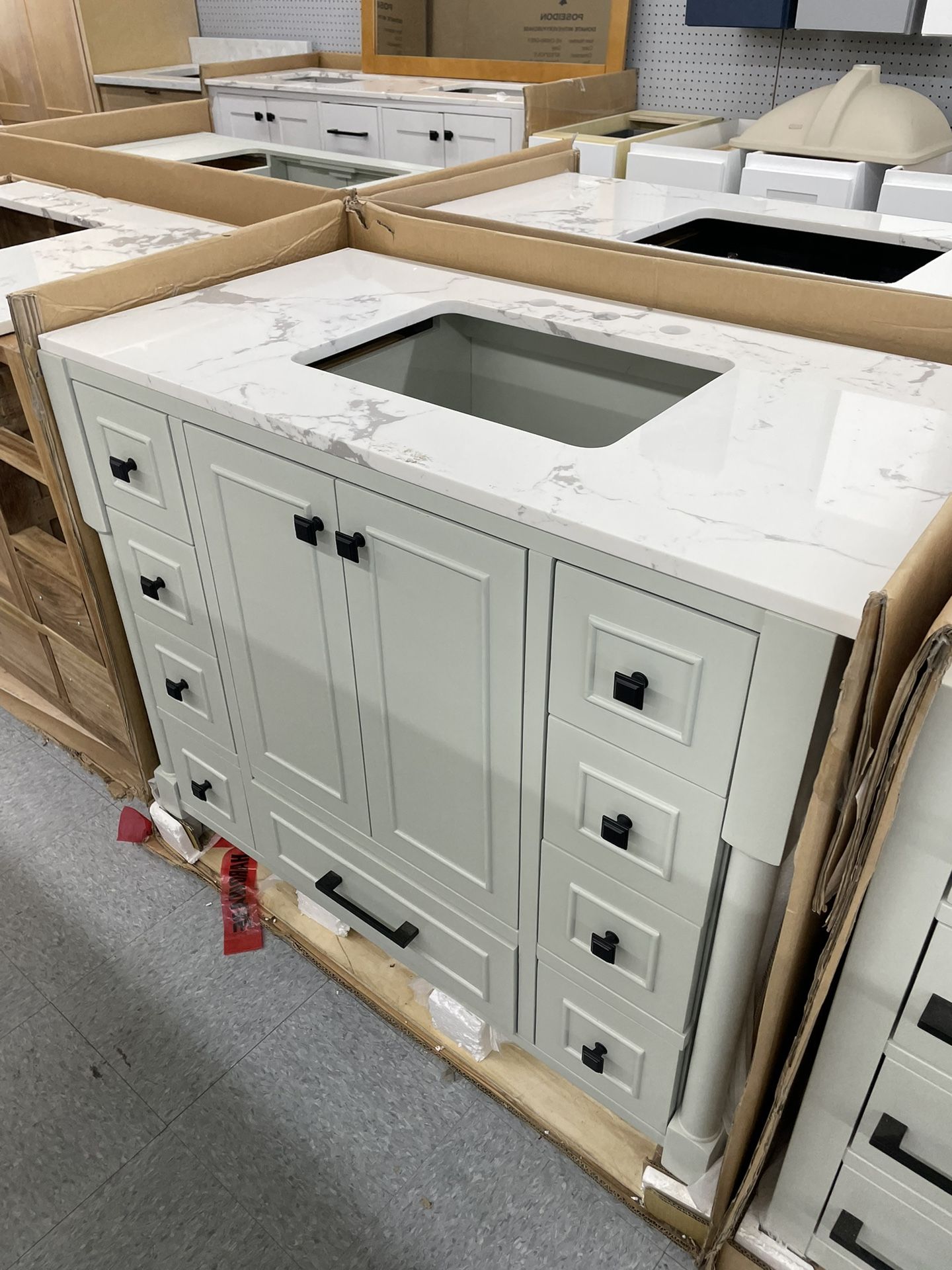 Bathroom Vanity Cabinet 42” Solid Mango Quartz Top With Sink And Backsplash