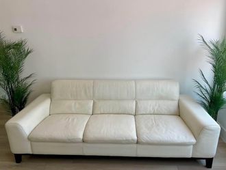 Italian White Leather Sofa (3&2 seats)
