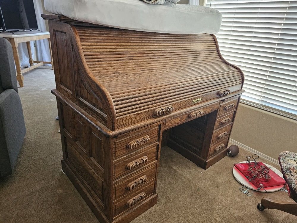 Vintage Oak Secretary Desk