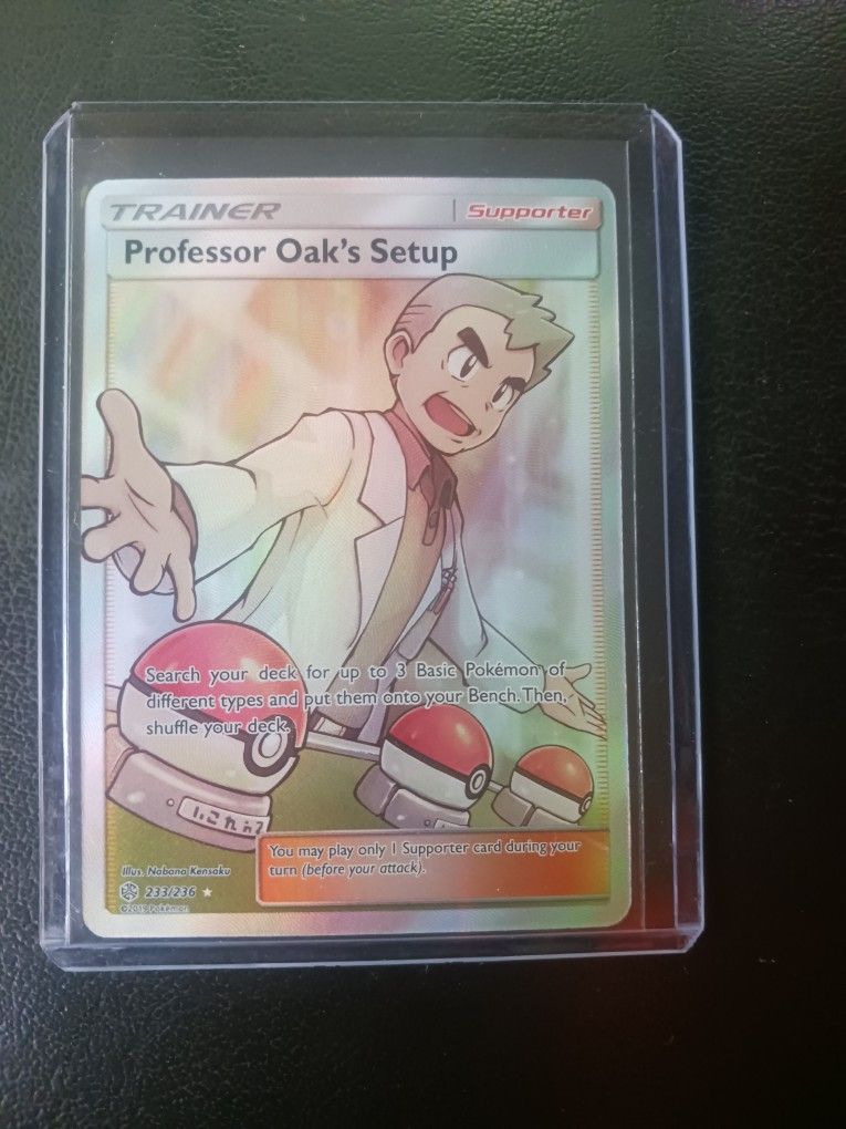 Professor Oak's Setup Full Art Trainer 2019 233/236 Cosmic Eclipse Pokemon TCG