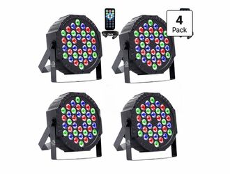 36W RGB LED DJ Stage Par Lights 4Pack, Sound Activated & DMX for Party with Remote & DMX512 Control, Uplights for Wedding Halloween Christmas Club Dan