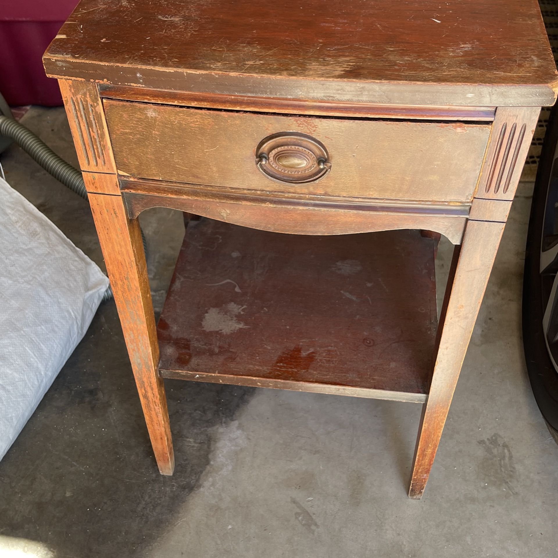 Mahogany Bedside Table. Antique. Dove Tailed Drawer 