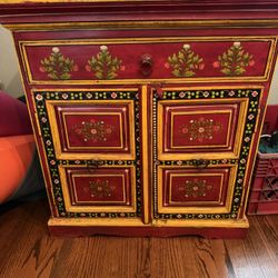Hand Painted Indian Small Cabinet Can Be Use As Media Cabinet