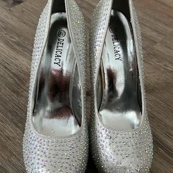 Silver Rhinestone High Heels
