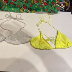 2 bikini tops one neon one gray one size sexy 