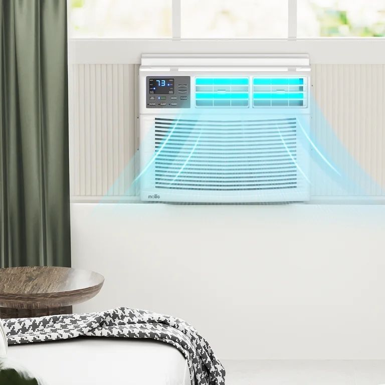 8000 BTU 115V Window Air Conditioner, Cools 350 Sq.Ft., Window AC Unit with Remote Control, 4 Mode Fan Speeds, Auto Restart, White